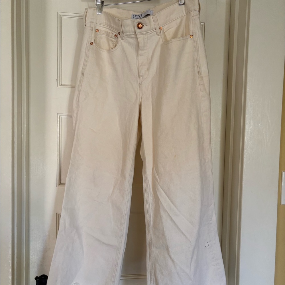 ayr jeans high waisted black scrubs wide leg raw hem w 31